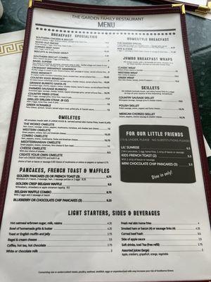 Breakfast menu