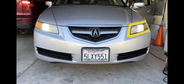 Ooo! What a difference! Before and after headlight respiration. Hazy to clear. It's like a headlight upgrade!