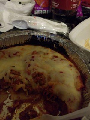 Lukewarm lasagna that tasted like frozen dinners