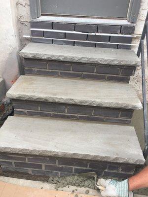 New Brick steps with  Limestone Treads