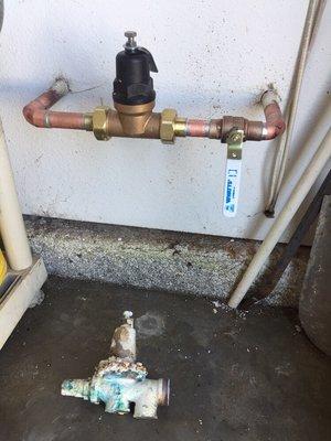 Pressure Regulating Valve (PRV) replacement with new ball valve shutoff.