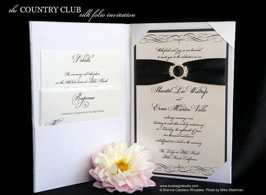 Our luxe silk folio Country Club invitation.