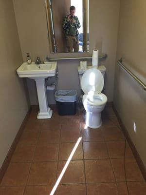 Very clean bathroom in customer area