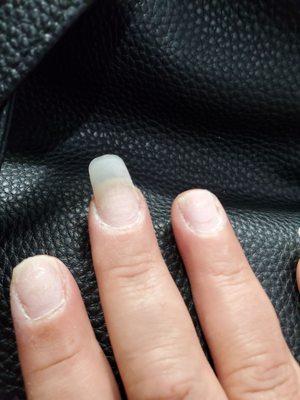 Never shaped original nail after she cut my natural nail for nail reason