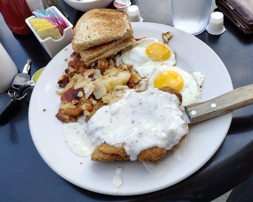 CFS plus taters, eggs, and toast