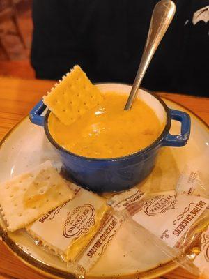 Bowl of cheeseburger soup