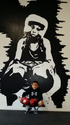 Lil Jay posing with the gyms masterpiece!