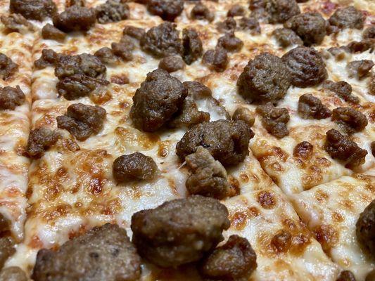 Beef and meatball pizza