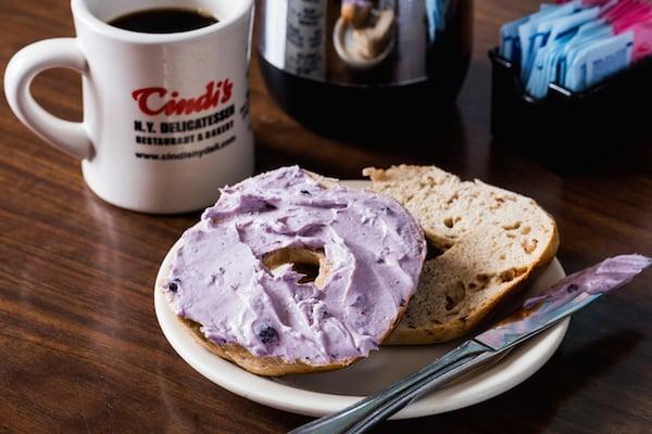 Raisin Bagel w/ Blueberry Cream Cheese