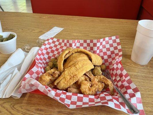 Fried flounder and shrimp