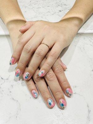 Gel polish manicure with nail art design