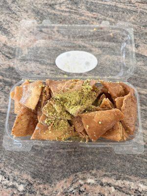 Honey Pita Chips with Pistachio