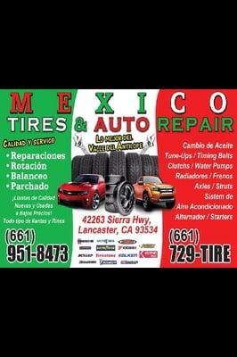 Mexico Tires is ready to service the Antelope Valley.