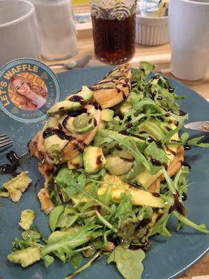 Here is the Avocado Love Waffle,
 with no tomatoes but I added egg!
 Yum...