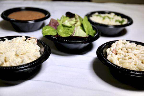 Potato salad, Fresh Green Salad, Beans and pasta salad