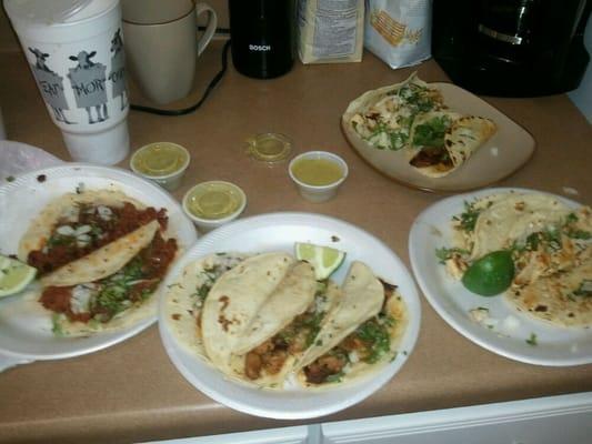 Tacos from the taco truck that is there Friday-Sunday evenings. To die for!