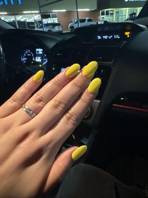 Yellow almond nails