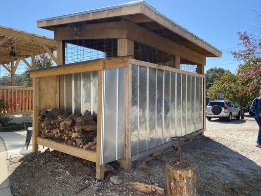 The smoker next to the restaurant