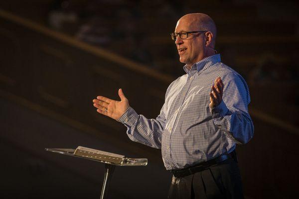 Modern worship service in the Worship Center