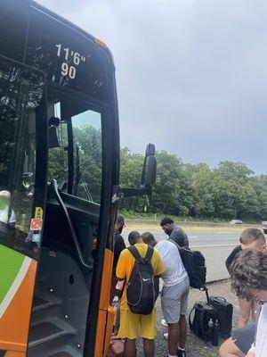 Uber groups forming after waiting over an hour for the second bus.