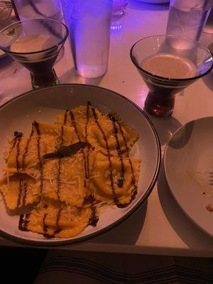 Butternut Ravioli Plate and espresso martini