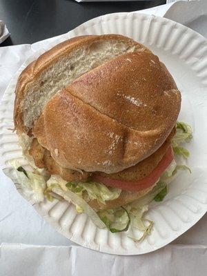 Chicken cutlet on a roll