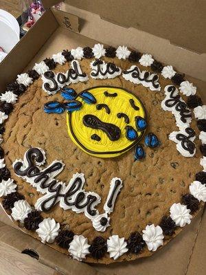 "Sad to See You Go" cookie cake