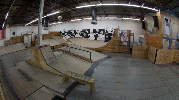 Another view of the indoor skate park at Tri Star Skateshop