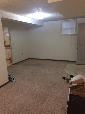 You can see the large stain on the carpet from carpets not being shampooed.