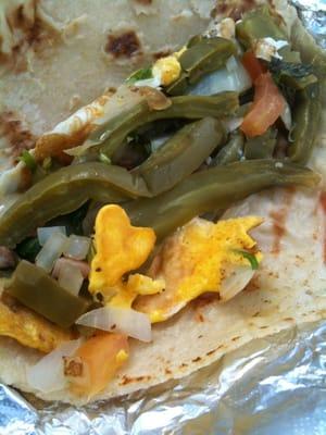 Nopales on corn tortilla