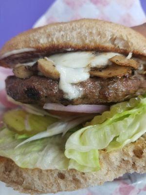 Mushroom mozzarella burger $9.99