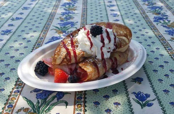 Decadent Berry Soiree ~ delicious fresh strawberries, blueberries, blackberries with soiree sauce, topped with fresh whipped creme