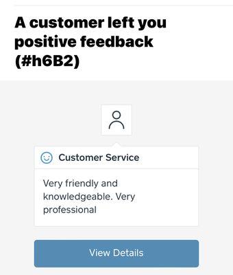 Awesome customer review from the Square payment app
