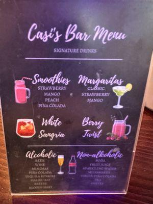 Bar menu