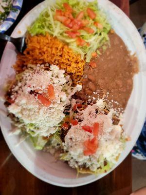 Sopes, beans & rice