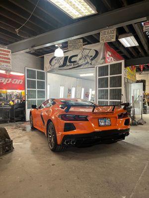 2024 corvette Exterior detail only wash and wax. Also installed carbon fiber wing.