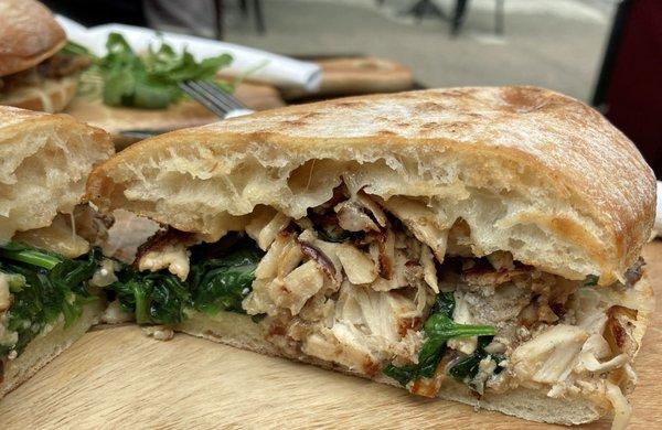 Amazing chicken, gruyere and spinach sandwich