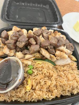 Chicken and steak hibachi