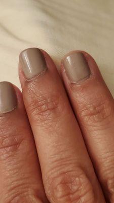 Right hand - some nails have bubbles in the polish too.