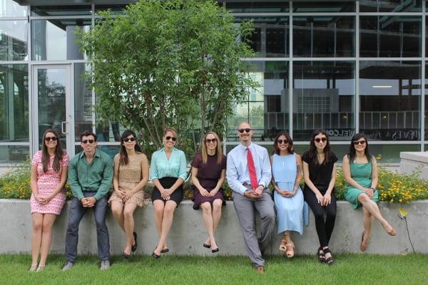 The whole team in sunglasses.