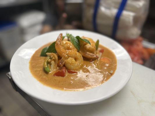 Red curry with shrimp