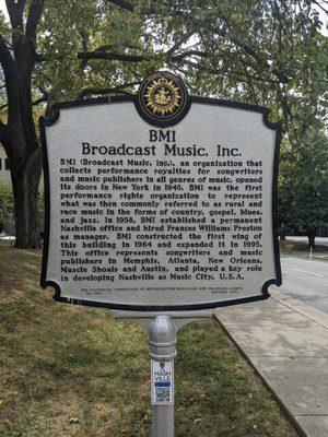 BMI Broadcast Music Historical Marker