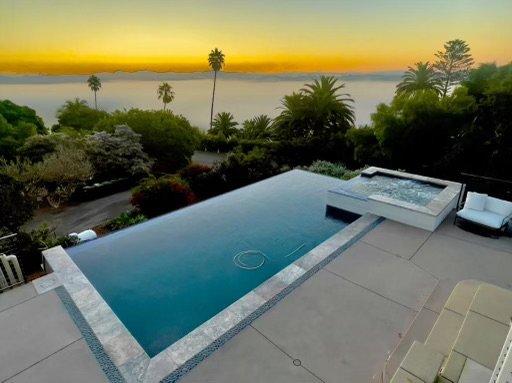 Infinity edge pool with spa