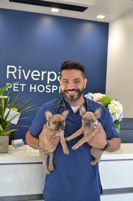 Dr. Nayyar with Gordy and Gigi