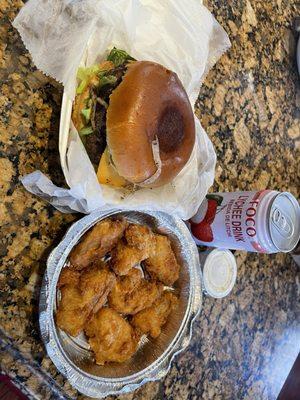 Jumbo Cheese Burger, Garlic Parmesan Wings