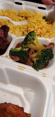 Fried rice beef and broccoli