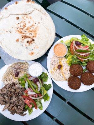 Falafel Plate, Leg of Lamb Plate