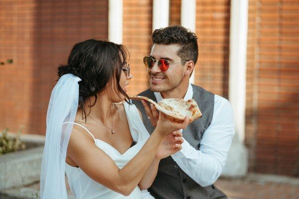 pizza for dinner courthouse elopement in Salt Lake City UT