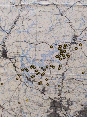 Gold map from 1830 Evidently the reason people started coming here Just north of Atlanta