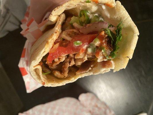 Pork pita bread shawarma